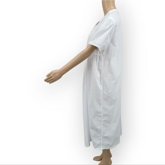 Erika Taylor White Cotton Embroidered Lace Button Up Nightgown Pajama Dress - Picture 4 of 16
